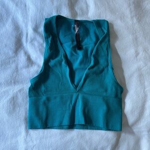 Teal Urban Outfitters Sleeveless Ribbed Women's Bra Top